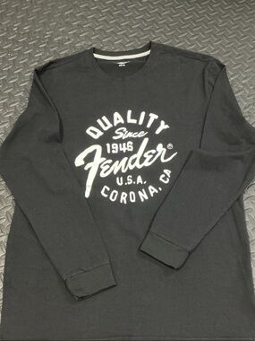 NWOT Fender Black Long-Sleeve Crewneck with White Logo